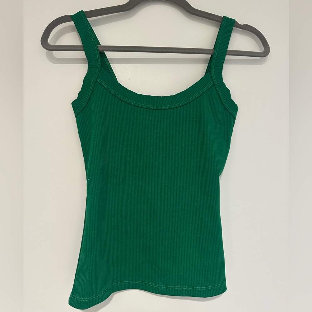 Aqua Green Fitted Ribbed Tank Top
